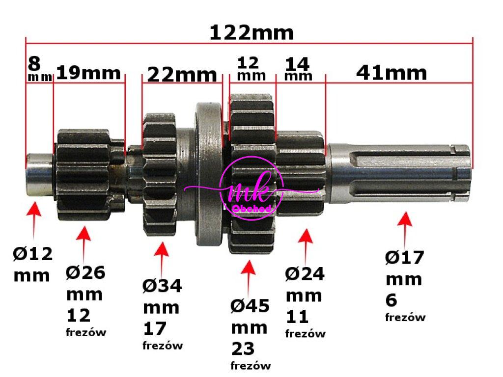 HŘÍDEL PŘEVODOVKY ATV 110/125 MALÁ KOLA 3+1 HB