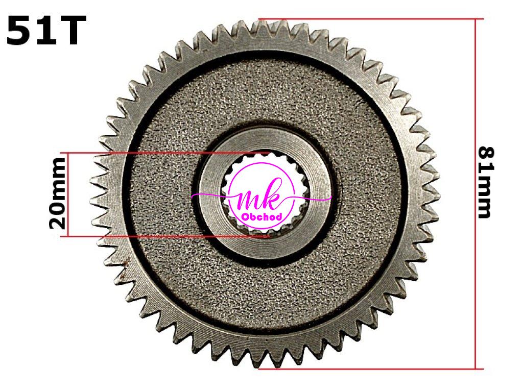 KOLEČKO GY6-50 SKÚTR MEZIPŘEVOD 51T ŠIKMÝ ZUB