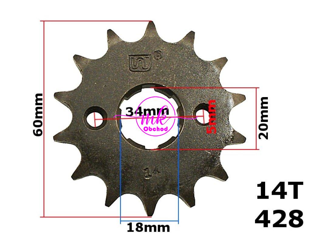 PŘEDNÍ OZUBENÉ KOLO 428-14z ATV STREET CG-150 CG-200 ROB