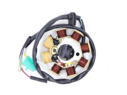 ZAPALOVACÍ APARÁT STATOR ATV MOPED 8 CÍVEK HORIZONTÁLNÍ MOTOR S OZNAČENÍM 139FMB, 147FMD, 152FMH, 154FMI VYSKYTUJÍCÍ SE V ATV ČÍNSKÉ ČTYŘKOLKY, MOPEDY STREET, CROSS, CHOPPER