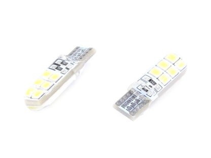 ŽÁROVKA 12V LED T10-2835-12SMD BÍLÁ SILIKON (BEZ ECE)