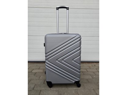 cestovní skořepinový kufr střední - stříbrný