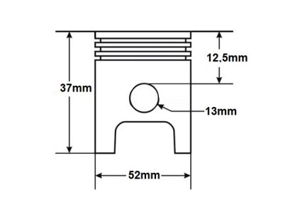 VÁLEC ATV 110 52,4mm ČEP 13mm SADA S HLAVOU TZ MOTOR HORIZONTÁLNÍ S OZNAČENÍM 152FMH VYSKYTUJÍCÍ SE V ATV ČÍNSKÉ ČTYŘKOLKY, MOPEDY STREET, CROSS, CHOPPER