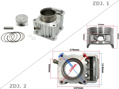 VÁLEC ATV 200 CG 63,5mm ČEP 15mm LC SADA.