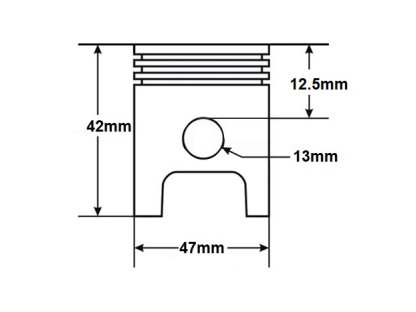 VÁLEC ATV 70 47mm ČEP 13mm STREET SADA S HLAVOU TZ MOTOR HORIZONTÁLNÍ S OZNAČENÍM 147FMD VYSKYTUJÍCÍ SE V ATV ČÍNSKÉ ČTYŘKOLKY, MOPEDY STREET, CROSS, CHOPPER