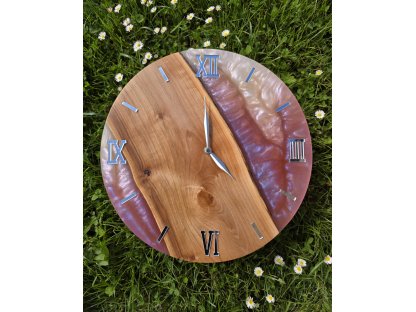 epoxidové hodiny jabloň - SHINING WOOD 36 cm