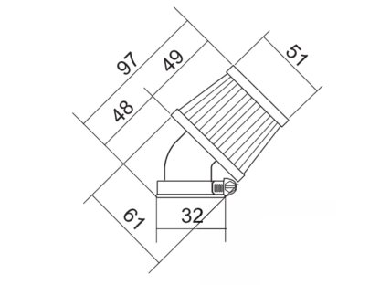 Vzduchový filtr kužel FI - 32mm úhel 45° TAIWAN