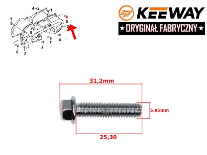 ŠROUB UCHYCENÍ KRYTU ŘEMENE KEEWAY 2T M6x25 ORIG