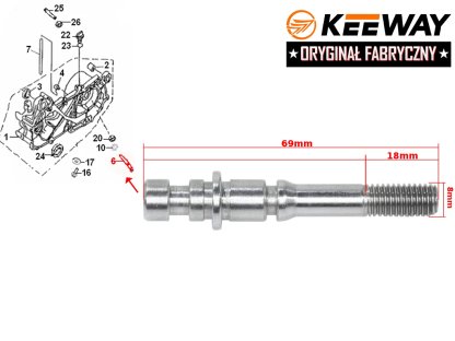 ŠROUB UCHYCENÍ BRZDOVÝCH ČELISTÍ KEEWAY 50 2T ORIGINÁL