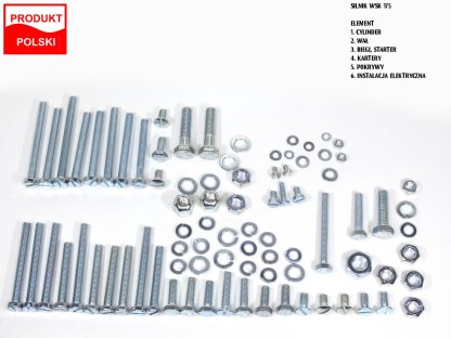 ŠROUBY MOTORU WSK 175 POZINKOVANÉ SADA. TI