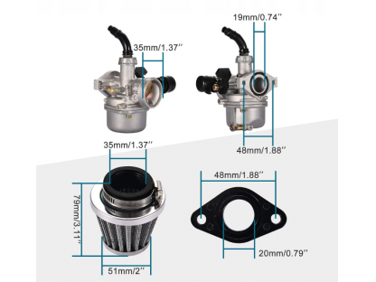 SADA Karburátor  110cc 125cc 4t + filt + těsnění