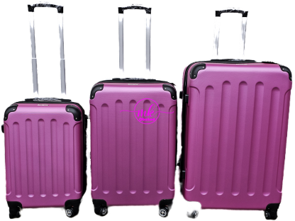 sada skořepinových cestovních kufrů 3 - růžová