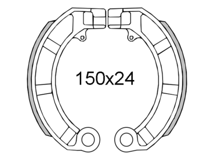 BRZDOVÉ ČELISTI ZADNÍ PIAGGIO VESPA PX 50-125 150x24mm RMS PASUJÍ NA MODELY: LML-NV/ORIGINALE/STAR/T5 PIAGGIO-VESPA FL/VESPA N/VESPA PK/VESPA PX/VESPA PXE