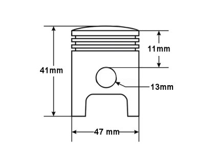 PÍST ATV 70 47mm ČEP 13mm STREET JUNAK ROMET ZIPP S MOTOREM HORIZONTÁLNÍM S OZNAČENÍM 147FMD PASUJE DO: ROMET-TRIAL CITY/VIA CITY/OGAR KINROAD-CHOPPER/PY-5 ZIPP-NEKEN/RANGER/SALMO ČÍNSKÉ ČTYŘKOLKY, MOPEDY, CROSSY