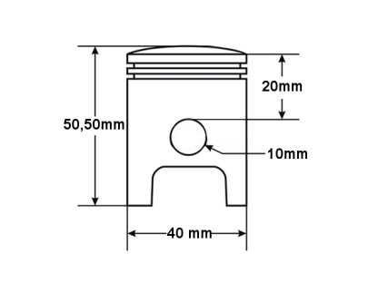 PISTON HONDA TACT 50 40mm ČEP 10mm STANDARD