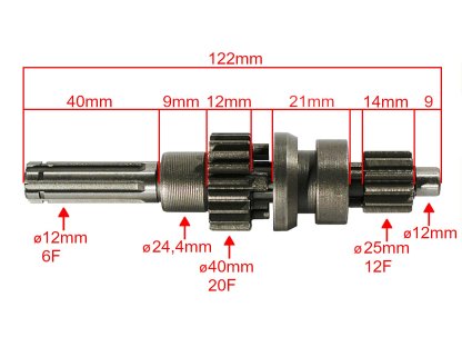 HŘÍDEL PŘEVODOVKY ATV 110/125 1+1 SADA TZ