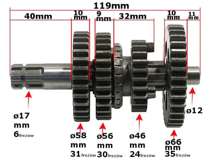 HŘÍDEL PŘEVODOVKY ATV 110/125 VELKÁ KOLA 3+1 HB