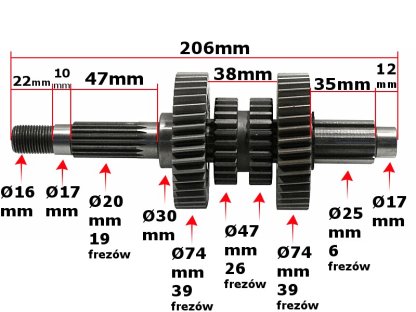 HŘÍDEL PŘEVODOVKY ATV GY6 150 VELKÁ KOLA HB