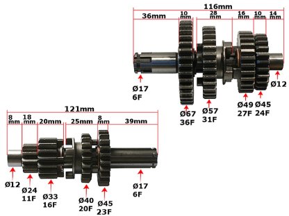 HŘÍDEL PŘEVODOVKY CROSS STREET 125 4 RYCHLOSTI SADA TZ