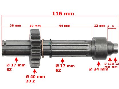 HŘÍDEL SPOJKY ATV 110/125 PŘEVODOVKY ROB