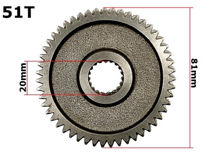 KOLEČKO GY6-50 SKÚTR MEZIPŘEVOD 51T ŠIKMÝ ZUB