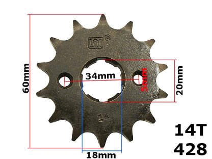 PŘEDNÍ OZUBENÉ KOLO 428-14z ATV STREET CG-150 CG-200 ROB