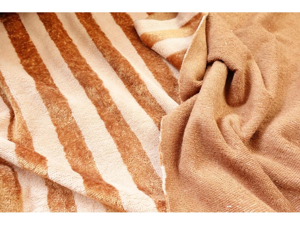 Bambusové froté pruhy - tělová/karamel