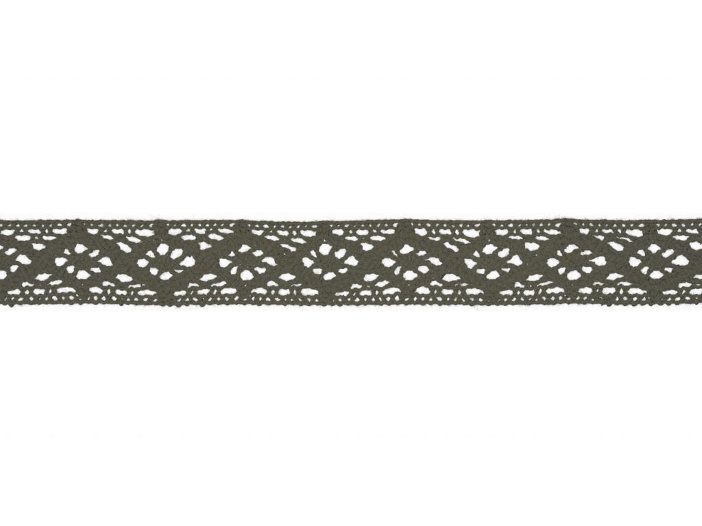 Bavlněná krajka 20mm - army - 0,38 m