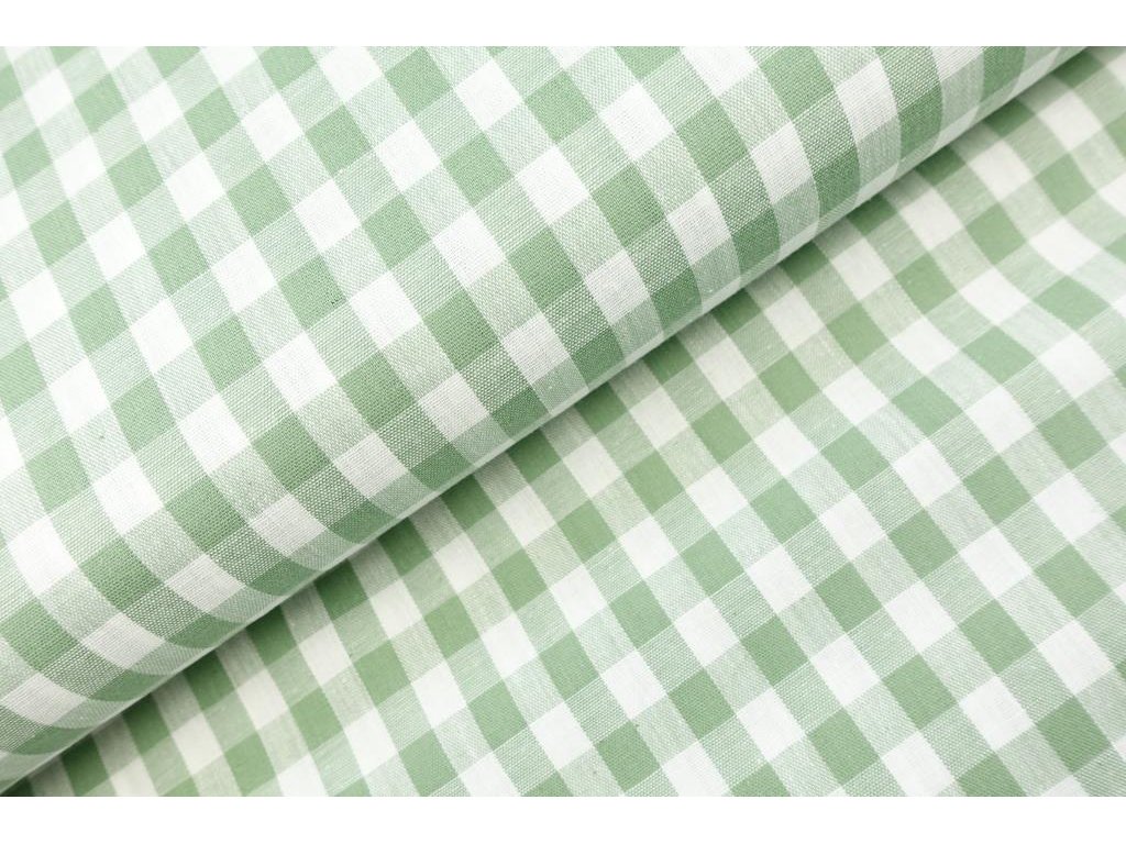 Bavlněná látka / kanafas - Kostka zelená šalvěj (1 cm) - 0,7 m