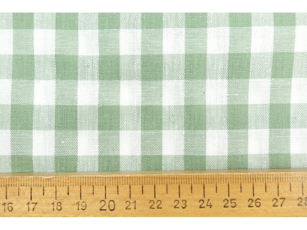 Bavlněná látka / kanafas - Kostka zelená šalvěj (1 cm)