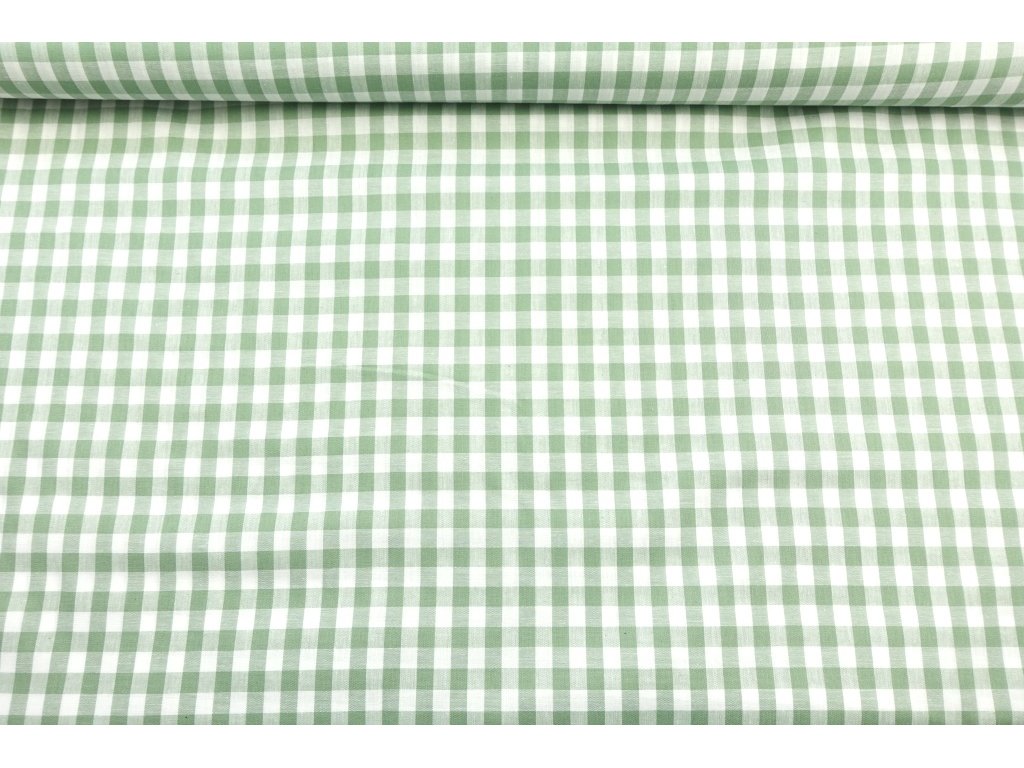 Bavlněná látka / kanafas - Kostka zelená šalvěj (1 cm)
