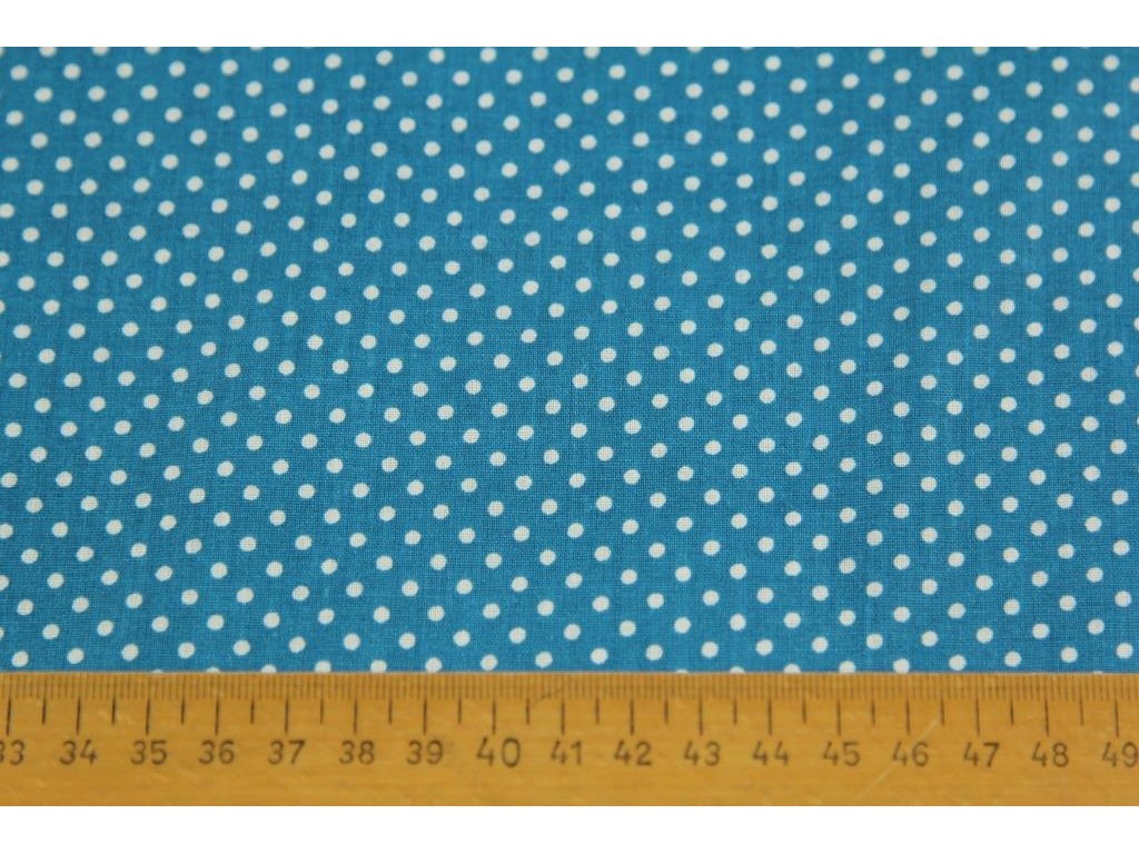 Bavlněná látka / plátno - mini puntík jeans - 0,48 m