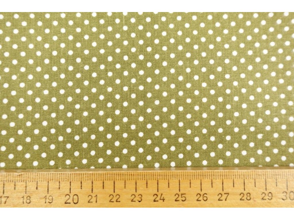 Bavlněná látka / plátno - mini puntík khaki olivový - 0,25 m