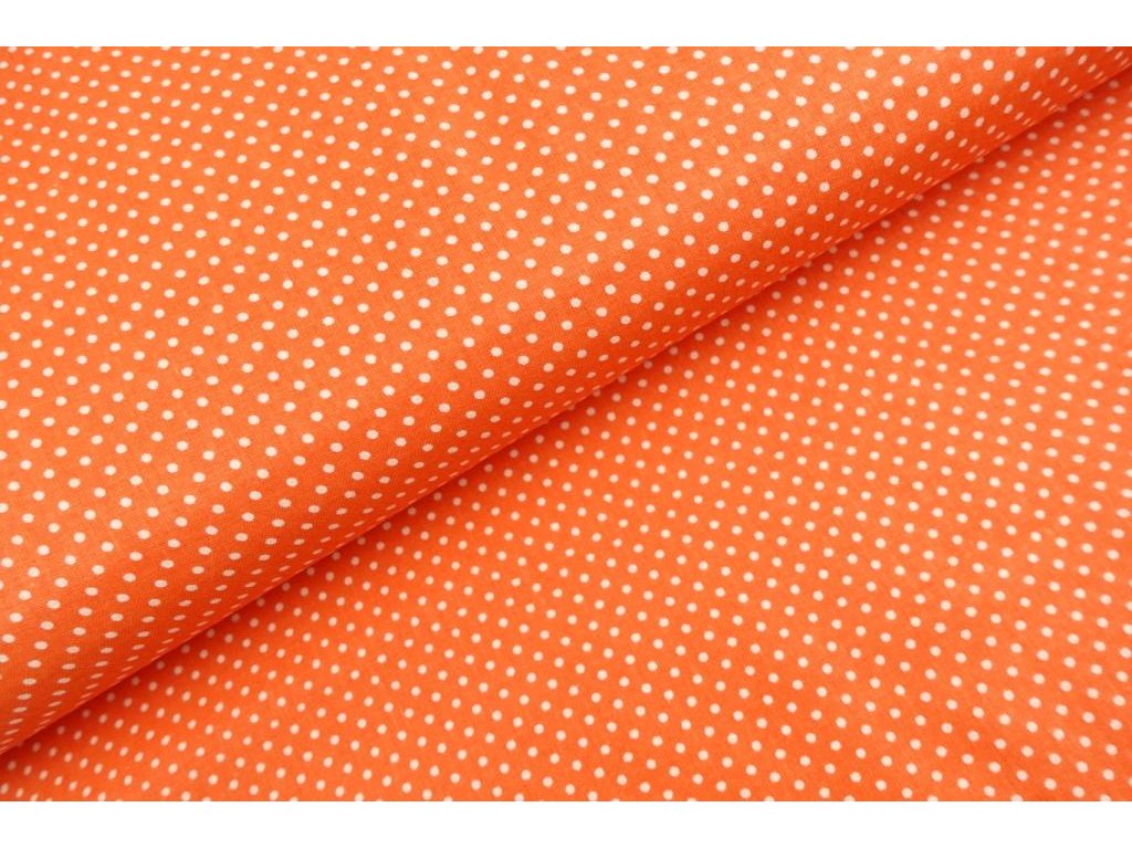 Bavlněná látka / plátno - mini puntík oranžový II. jakost - 0,5 m
