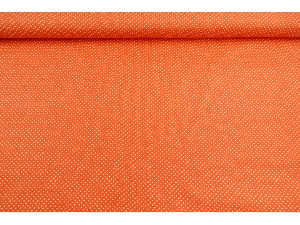 Bavlněná látka / plátno - mini puntík oranžový II. jakost - 0,5 m