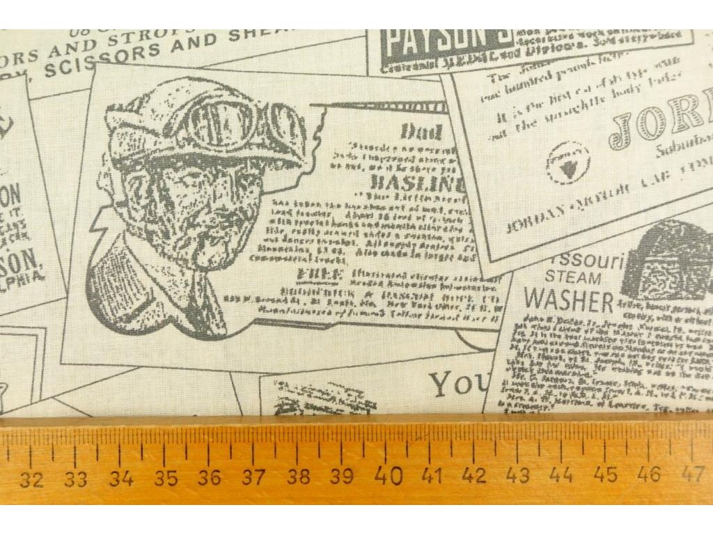 Bavlněná látka / plátno - retro reklama - 0,35 m