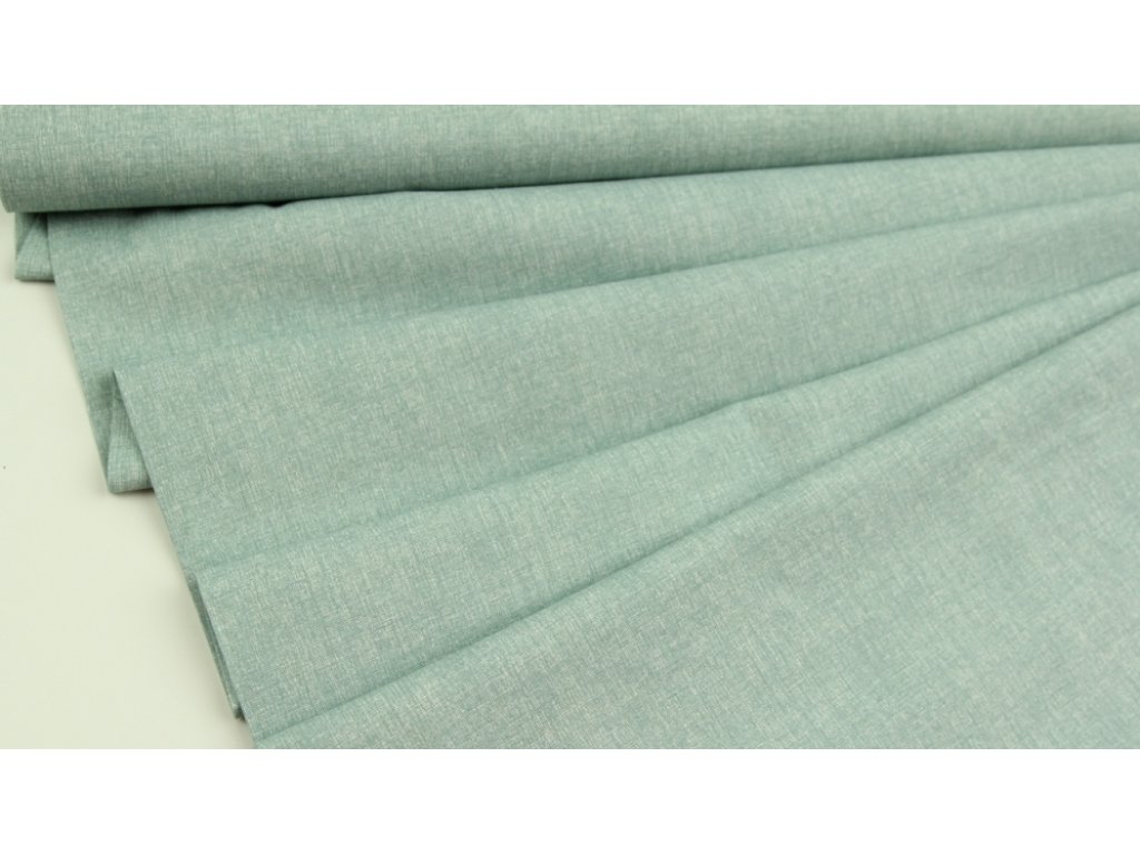 Jednobarevná bavlněná látka / plátno - režný efekt dusty mint