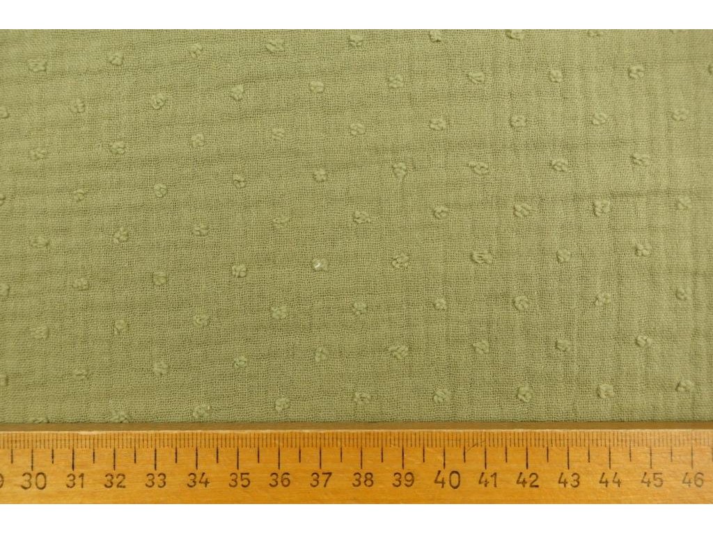 Dvojitá gázovina dobby - světlá khaki - 0,18 m