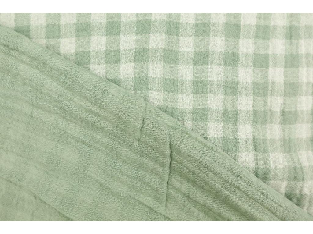 Dvojitá gázovina / mušelín - Oboustranná kostka dusty mint - 0,75 m