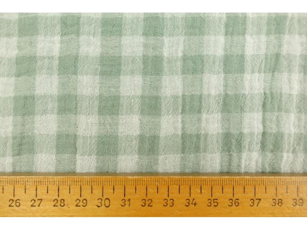 Dvojitá gázovina / mušelín - Oboustranná kostka dusty mint - 0,75 m