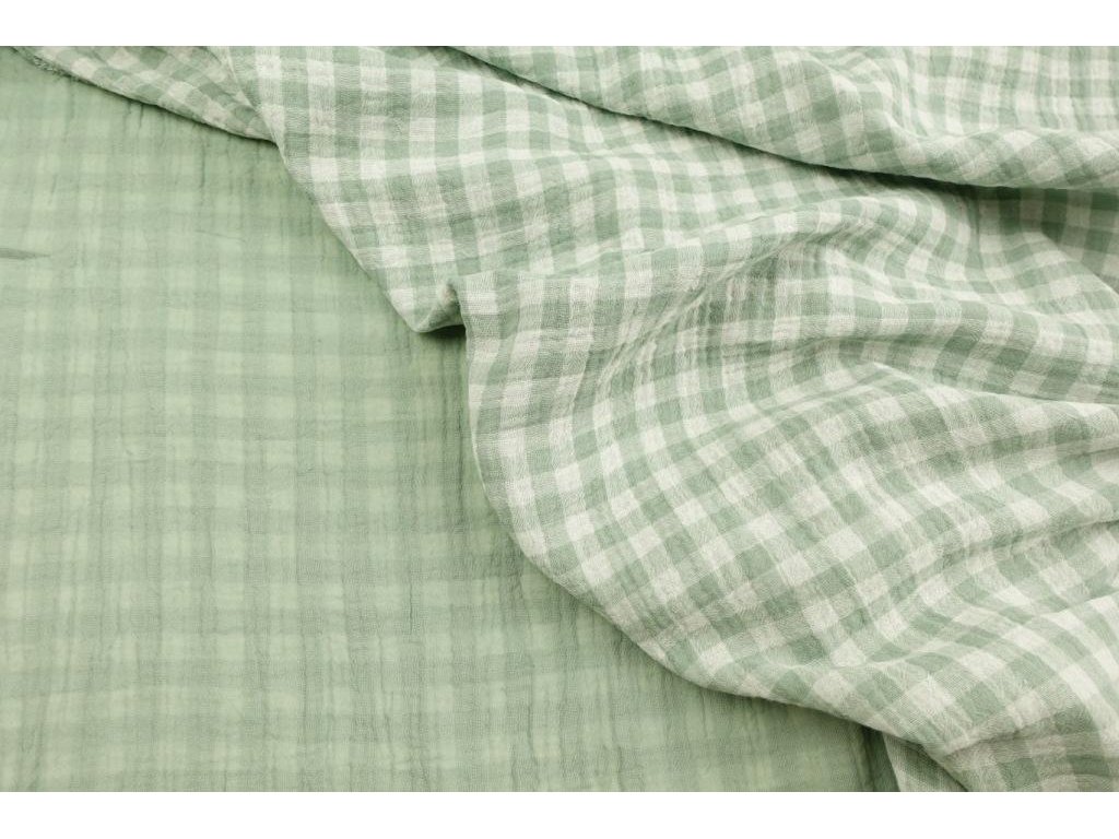 Dvojitá gázovina / mušelín - Oboustranná kostka dusty mint - 0,75 m