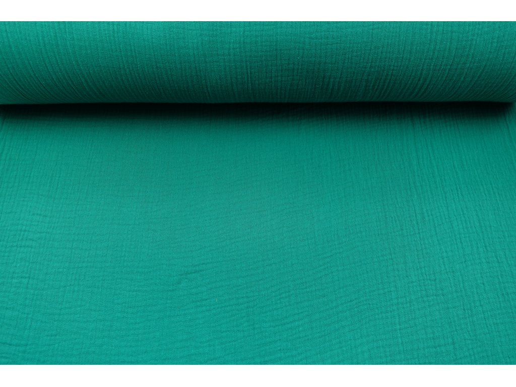 Dvojitá gázovina / mušelín / jednobarevná - smaragdová