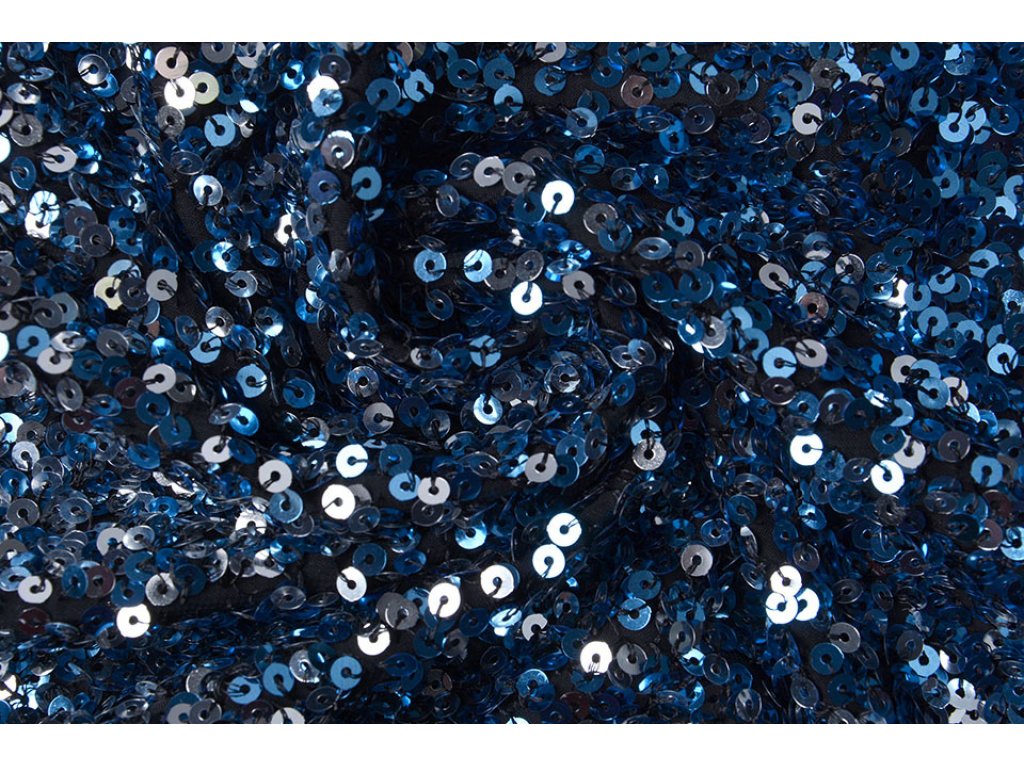 Flitry na šifonu - modrá - ombré