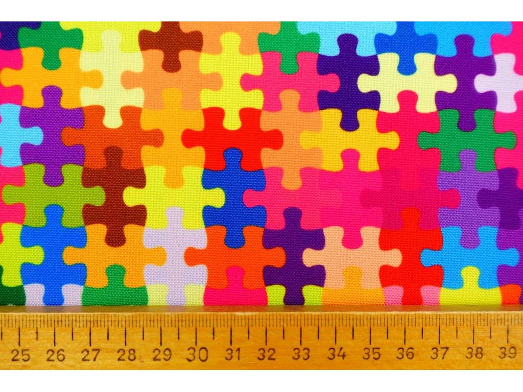 Karnevalová látka / rongo - barevné puzzle