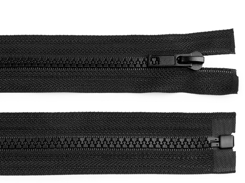 Kostěný zip dělitelný, délka 130 cm - černá