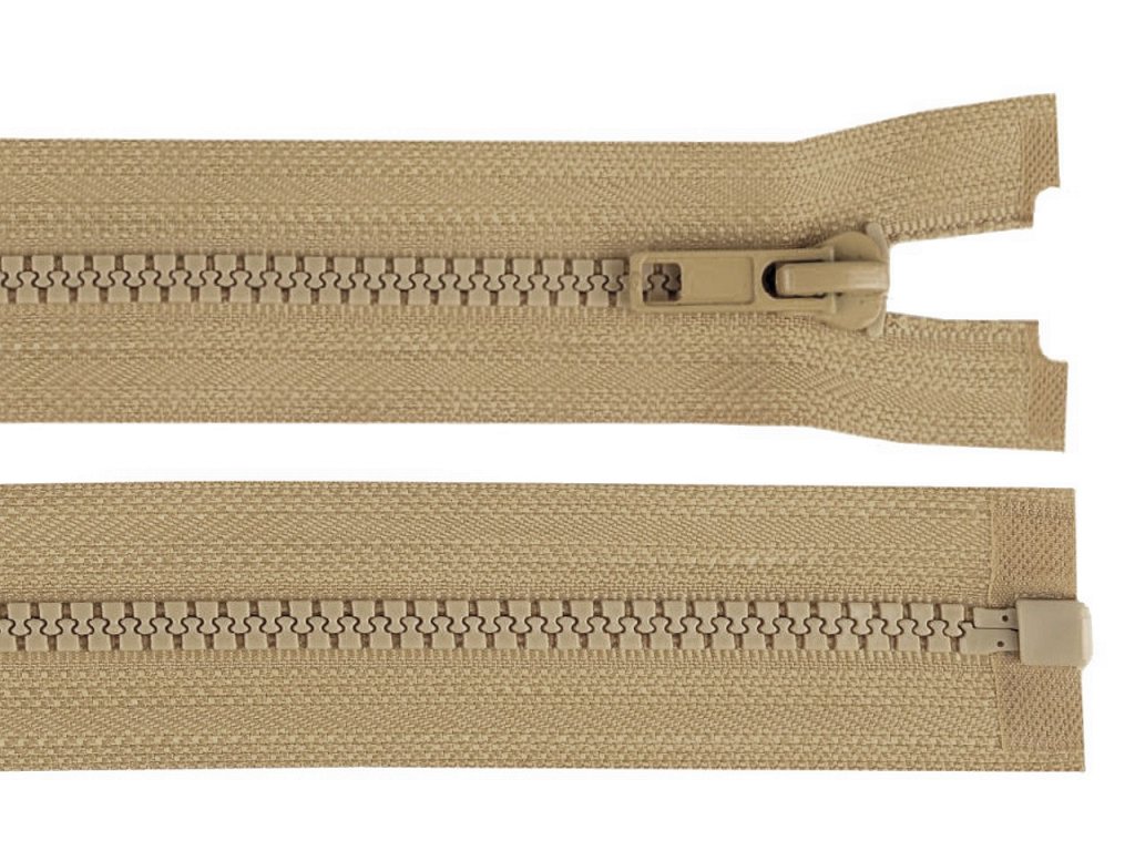 Kostěný zip dělitelný, délka 35 cm - hnědá přírodní