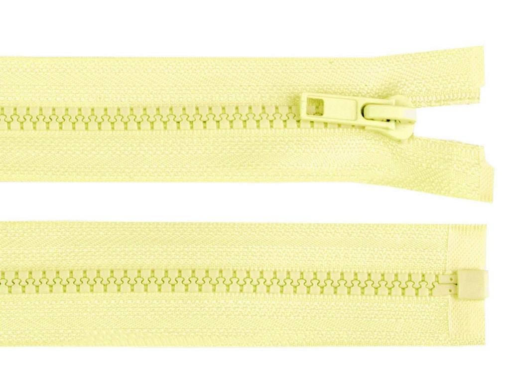 Kostěný zip dělitelný, délka 55 cm - světle žlutá