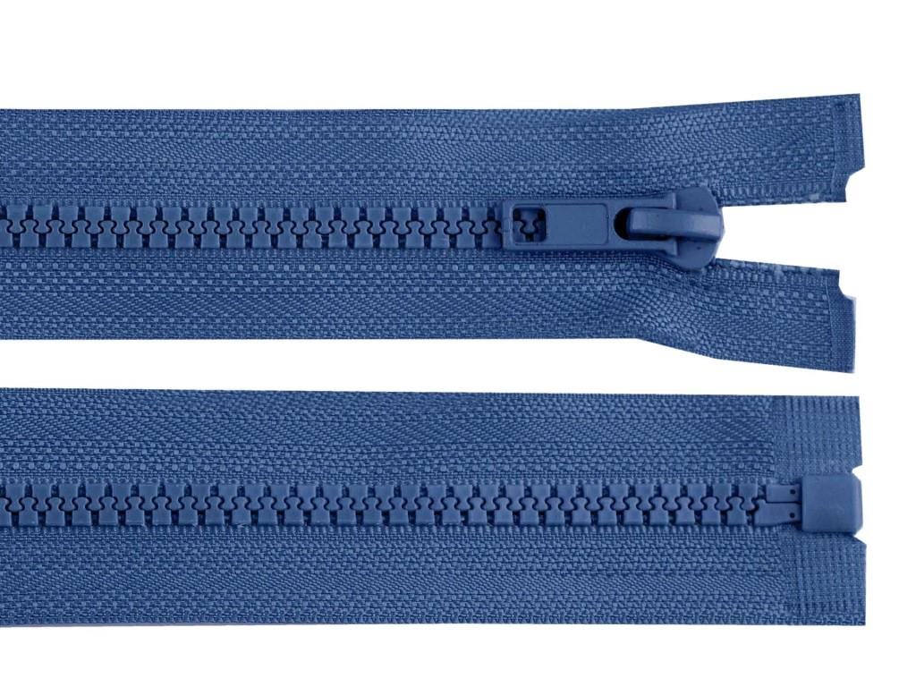 Kostěný zip dělitelný, délka 60 cm - modrá jeans
