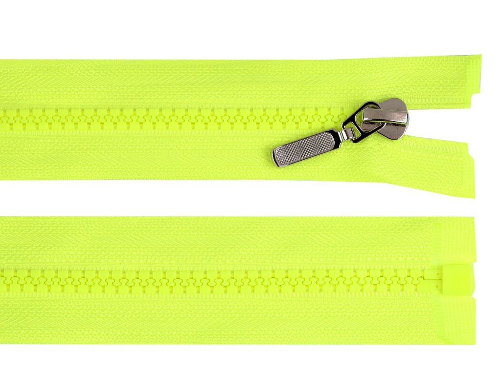 Kostěný zip No 5 délka 50 cm s ozdobným jezdcem - žlutá neon