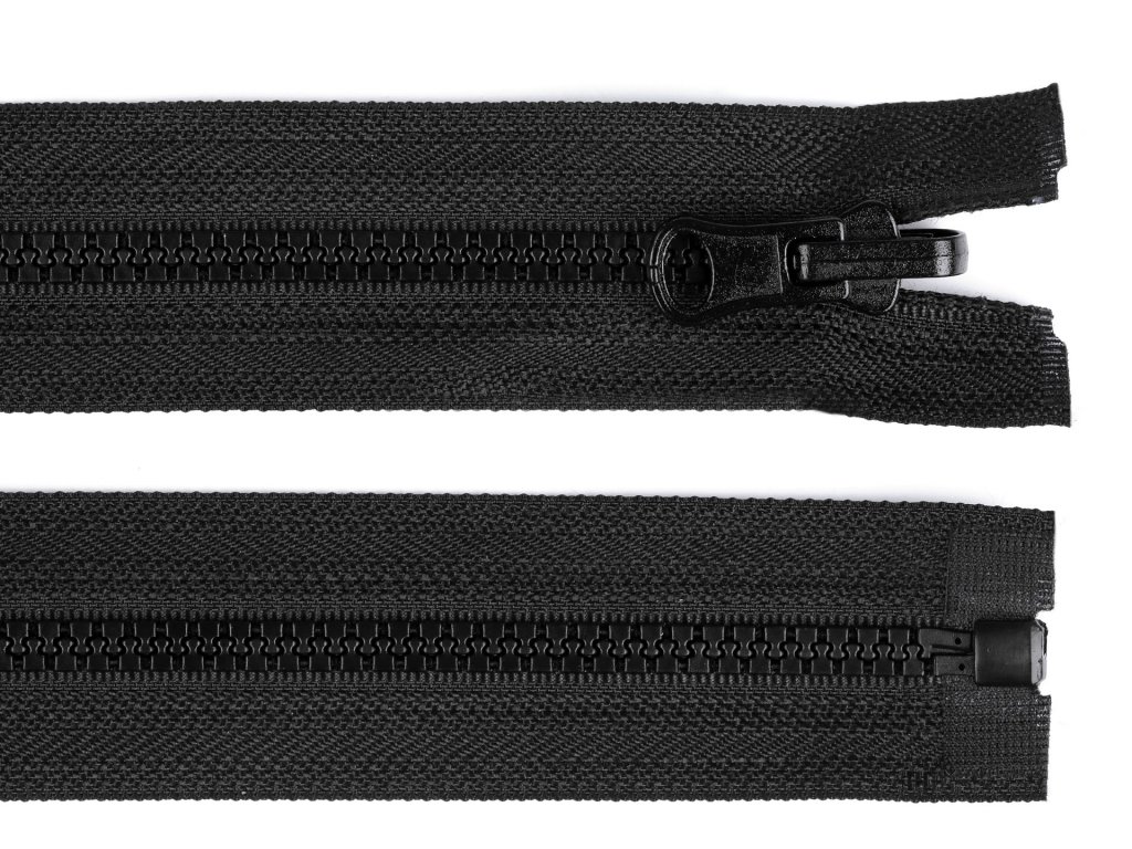 Kostěný zip šíře 5 mm, délka 70 cm, oboustranný - černá